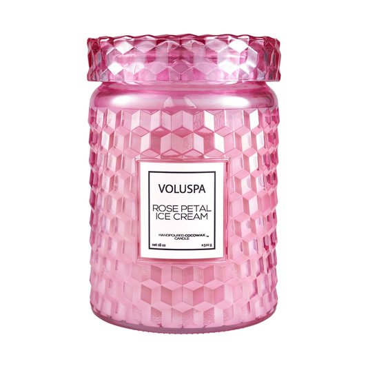 Vela Pote Vidro G Tampa Vidro Rose Petal Ice Cream Voluspa 100 Horas