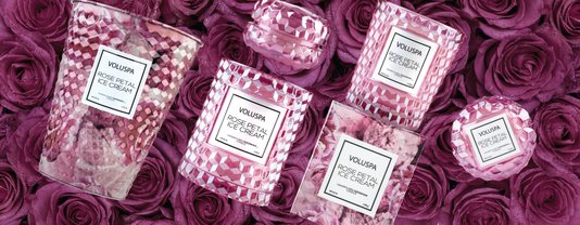 Vela Pote Vidro G Tampa Vidro Rose Petal Ice Cream Voluspa 100 Horas