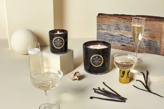 Vela Pote Vidro Luxe Crisp Champagne Voluspa 80 Horas