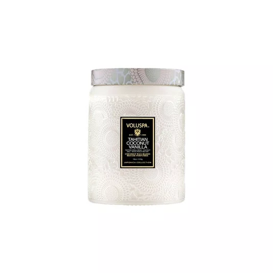 Vela Pote Vidro Tahitian coconut Vanilla Voluspa 100 Horas