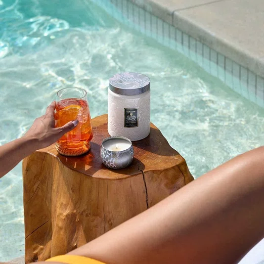 Vela Pote Vidro Tahitian coconut Vanilla Voluspa 100 Horas