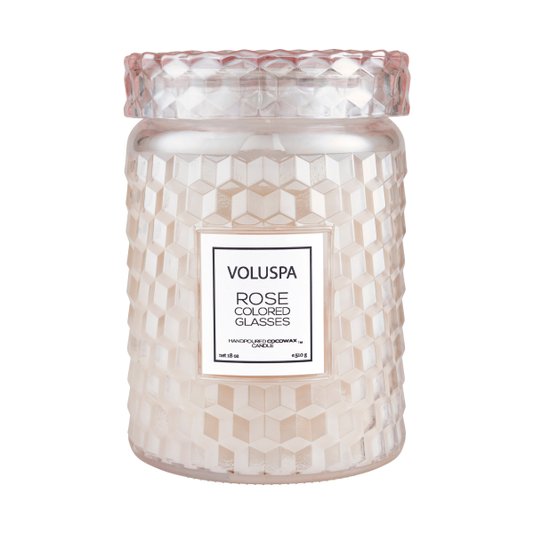 Vela Pote Vidro Tampa Vidro Rose Colore Voluspa 100 Horas
