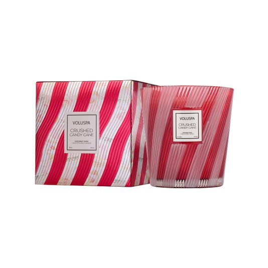 Vela Vaso Pedestal 3 Pavios Crushed Candy Cane Voluspa 80 Horas