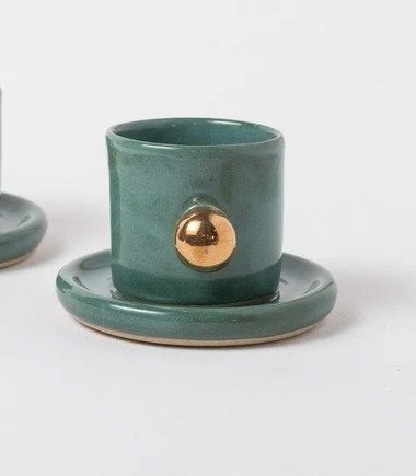 Xícara Com Pires Lina Turmalina Com Ouro Marô Antunes