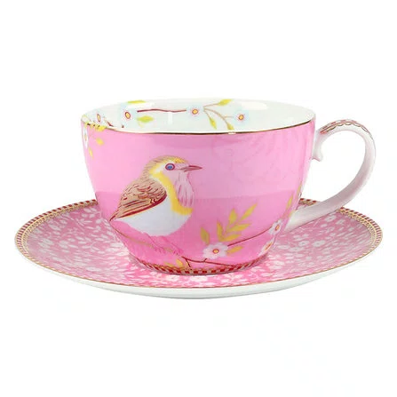 Xícara de Chá com Pires Early Bird Pip Studio Rosa 280 ml
