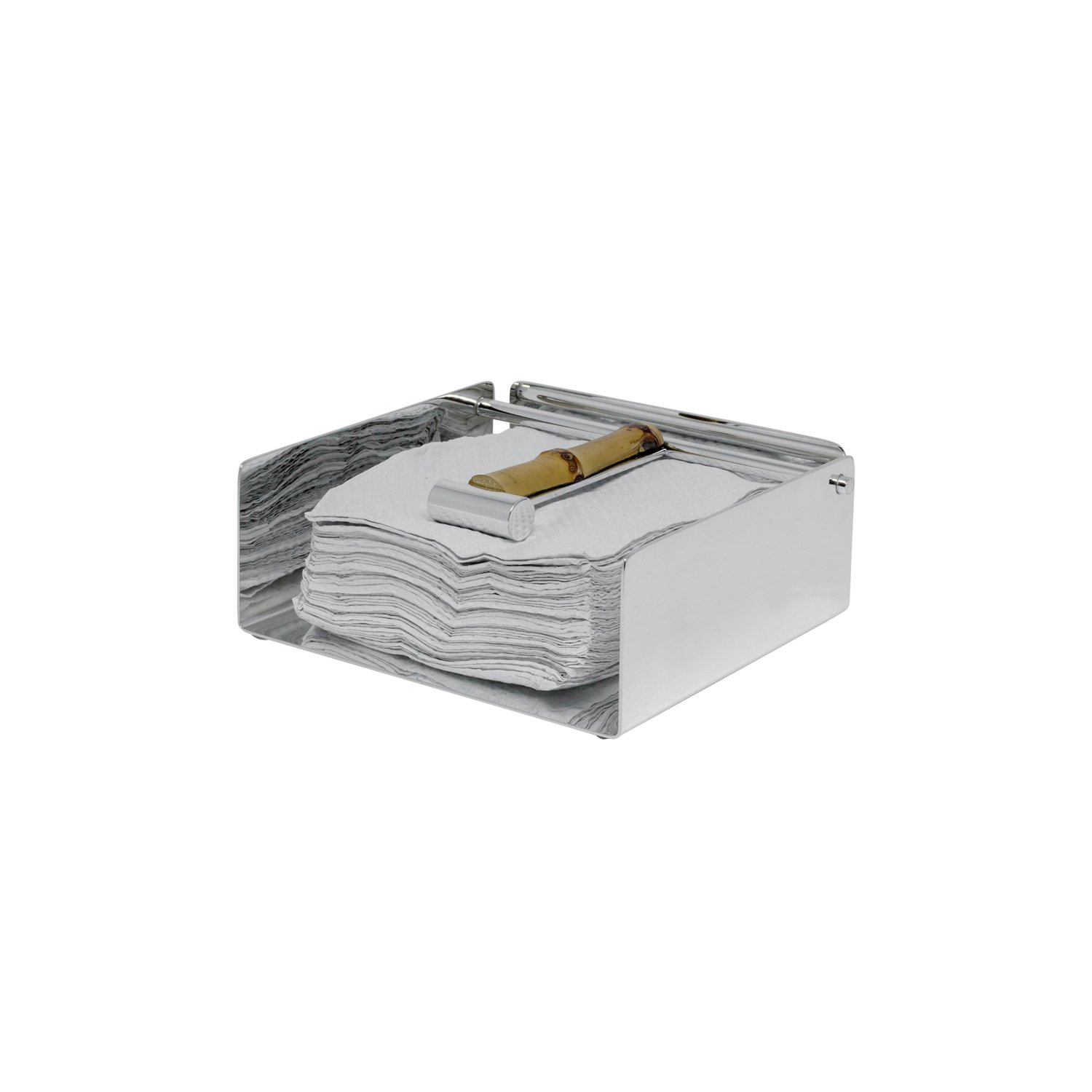 Porta Guardanapo Pequeno em Prata com Bambu Shefield Plate - LCL Home