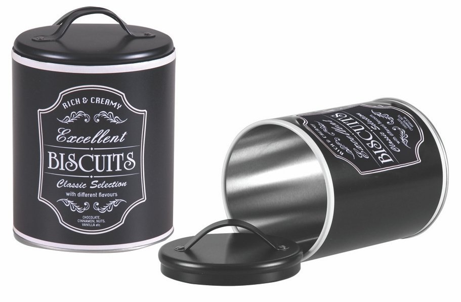 Pote para Biscoitos Redondo Biscuits Vintage Industrial Preto 