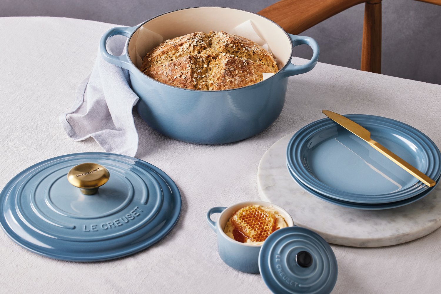 Set 4 Pratos Fundos Le Creuset Chambray 22 cm - LCL Home