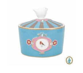 Açucareiro Medallion Love Birds Pip Studio Azul e Caqui