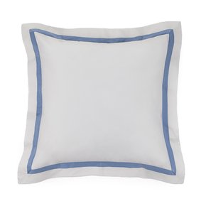 Almofada Cetim 300 Fios Vercelli Trussardi Branco e Azzuro Tirreno 60 x 60 cm