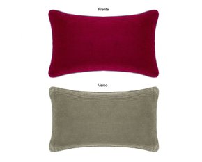 Almofada Veludo Sebastian Buddemeyer Luxus Vermelho e Castor 30 x 50 cm