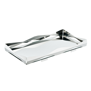 Bandeja Bar Retangular Origami com Vidro Espelhado Riva Inox 63 x 31 cm