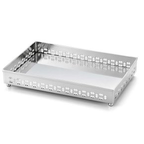 Bandeja Retangular Espelhada Galeria Cross St. James Prata 30 x 20 cm