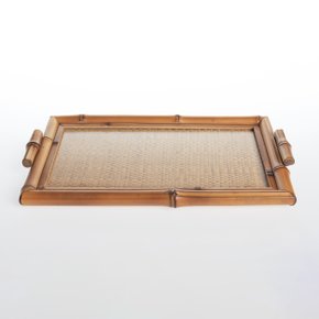 Bandeja Reta Bambu com Buriti Sweet Home Decor