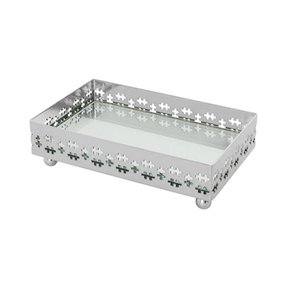 Bandeja Retangular Espelhada Galeria Cross St James Prata 16 x 10 cm