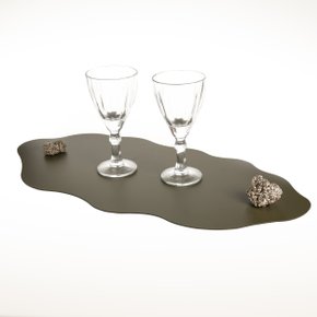 Bandeja Rio Verde Floresta Pedra Pirita Suka Braga 60 x 29 cm