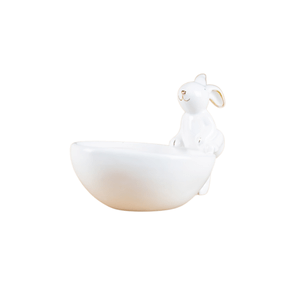 Bowl Coelho em Porcelana Decorativo Tok da Casa 17 x 11 x 12 cm