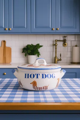 Caçarola de Cerâmica Redonda com Tampa Hot Dog