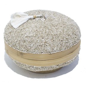 Caixa de Fibra Natural e Contas City Imports 25 x 15 cm