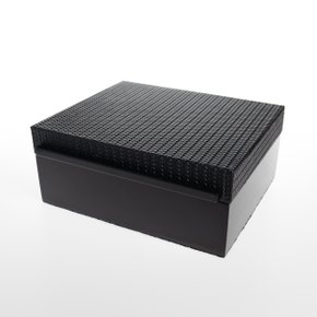 Caixa De Madeira Tresse P Couro Elisa Atheniense Home Preto 22 x 18 cm