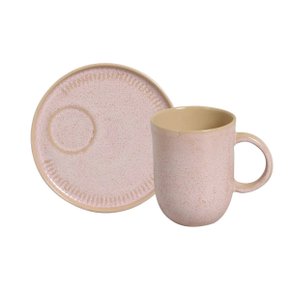 Caneca com Pires Coup Stoneware Porto Brasil Litchi 330 ml