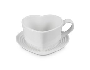 Caneca de Coração com Pires Le Creuset Branco 220ml