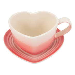 Caneca de Coração com Pires Le Creuset Framboesa 220ml