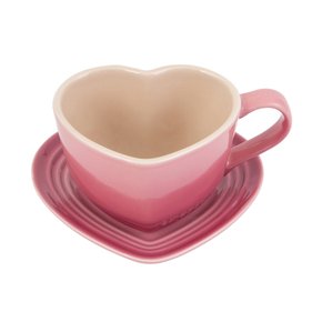 Caneca de Coração com Pires Le Creuset Rosa Quartzo 200 ml