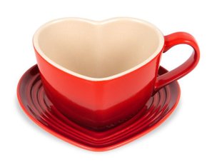 Caneca de Coração com Pires Le Creuset Vermelho 220ml