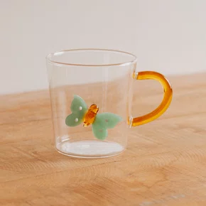 Caneca em Vidro Borossilicato Borboleta 320 ml