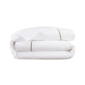 Capa de Duvet Athena Queen 500 Fios Yves Delorme Branco e Bege Pierre 2,60x2,40m