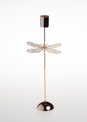 Castiçal Alto Libélula Sui Objetos Dourado