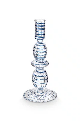 Castiçal de Vidro Swirl Pip Studio Azul 20 cm