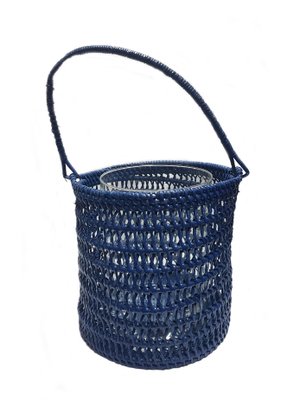 Castiçal Tresse em Rattan Thay Thay Azul Marinho