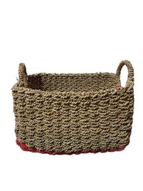 Cesto Balaio em Fibra Natural Thay Thay Coral e Natural