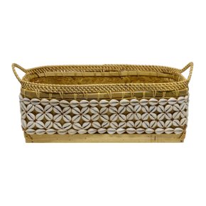 Cesto de Fibra Natural e Conchas com Alça City Imports 