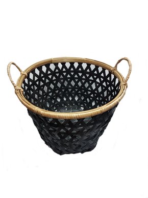 Cesto Peixe em Bambú Thay Thay Preto e Natural 