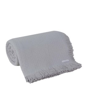 Colcha In Design com Franja Cinza 100% Algodão King Buddemeyer 2,30X2,80m