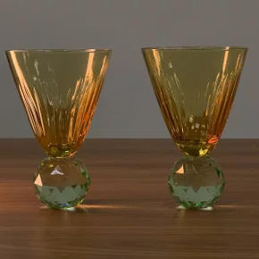 Conjunto 02 Taças de Vidro Ribeiro e Pavani Âmbar