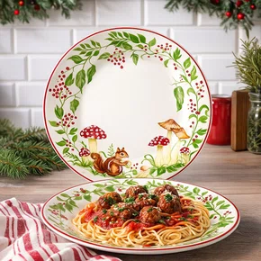 Conjunto 04 Pratos de Jantar Esquilo na Floresta Luiz Salvador