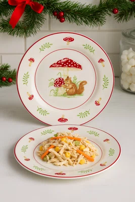 Conjunto 06 Pratos de Jantar Esquilo com Cogumelo Luiz Salvador