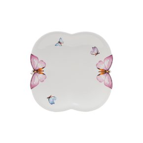 Conjunto 06 Pratos de Porcelana Para Sobremesa Borboletas Wolff 19 cm