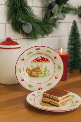 Conjunto 06 Pratos de Sobremesa Esquilo com Cogumelo Luiz Salvador