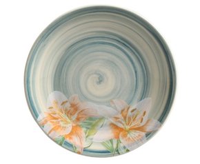 Conjunto 06 Pratos para Sobremesa Lily Flower Scalla Cerâmica 2,5 cm x 20 cm