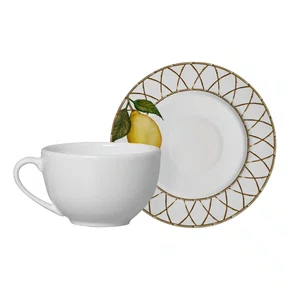 Conjunto 06 Xícaras De Chá Com Pires Siciliano Alleanza Cerâmica