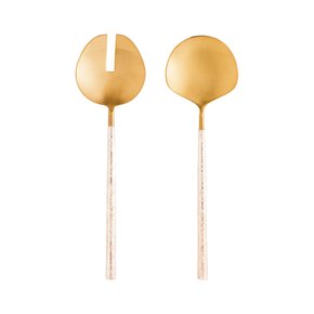 Conjunto Talheres para Salada 2 Peças Aço Inox Wolff Dourado