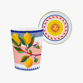 Copo com Pires em Porcelana Dolce Vita Limão Baci Milano