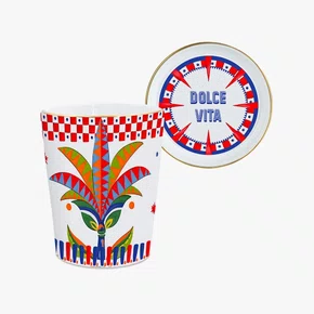 Copo com Pires em Porcelana Dolce Vita Palmeira Baci Milano