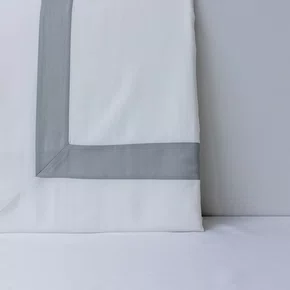 Capa Para Duvet King Turin 300 Fios Artelassê Branco/Cinza Brita