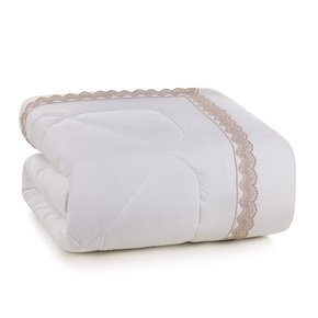 Edredom Queen Verone 200 Fios Trussardi Branco/Carvalho 2,50 x 2,50 m